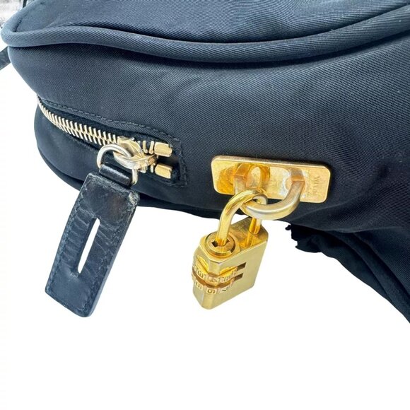PRADA Tessuto Gold Hardware Hand Bag Black Nylon - Picture 12 of 12